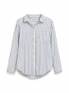 Lucky Brand Striped Button-Up Shirt in White and Blue